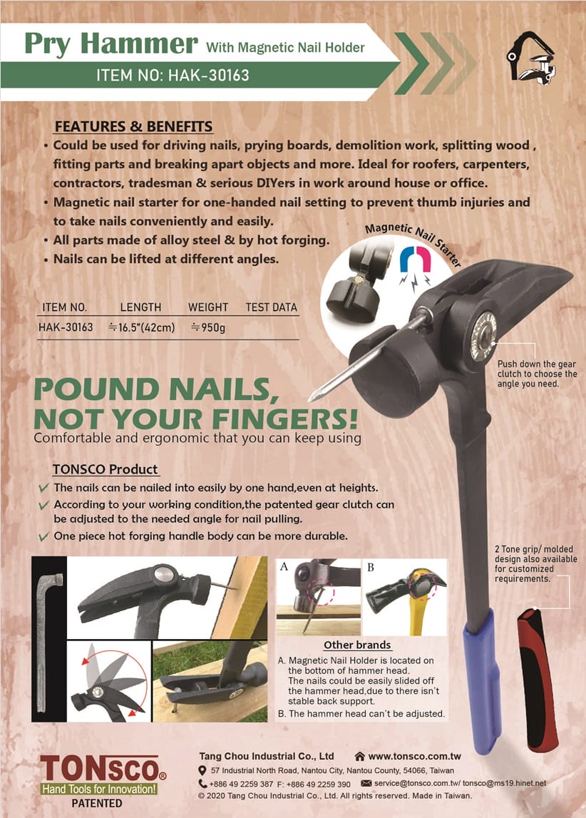 Pry Hammer with Magnetic Nail Holder