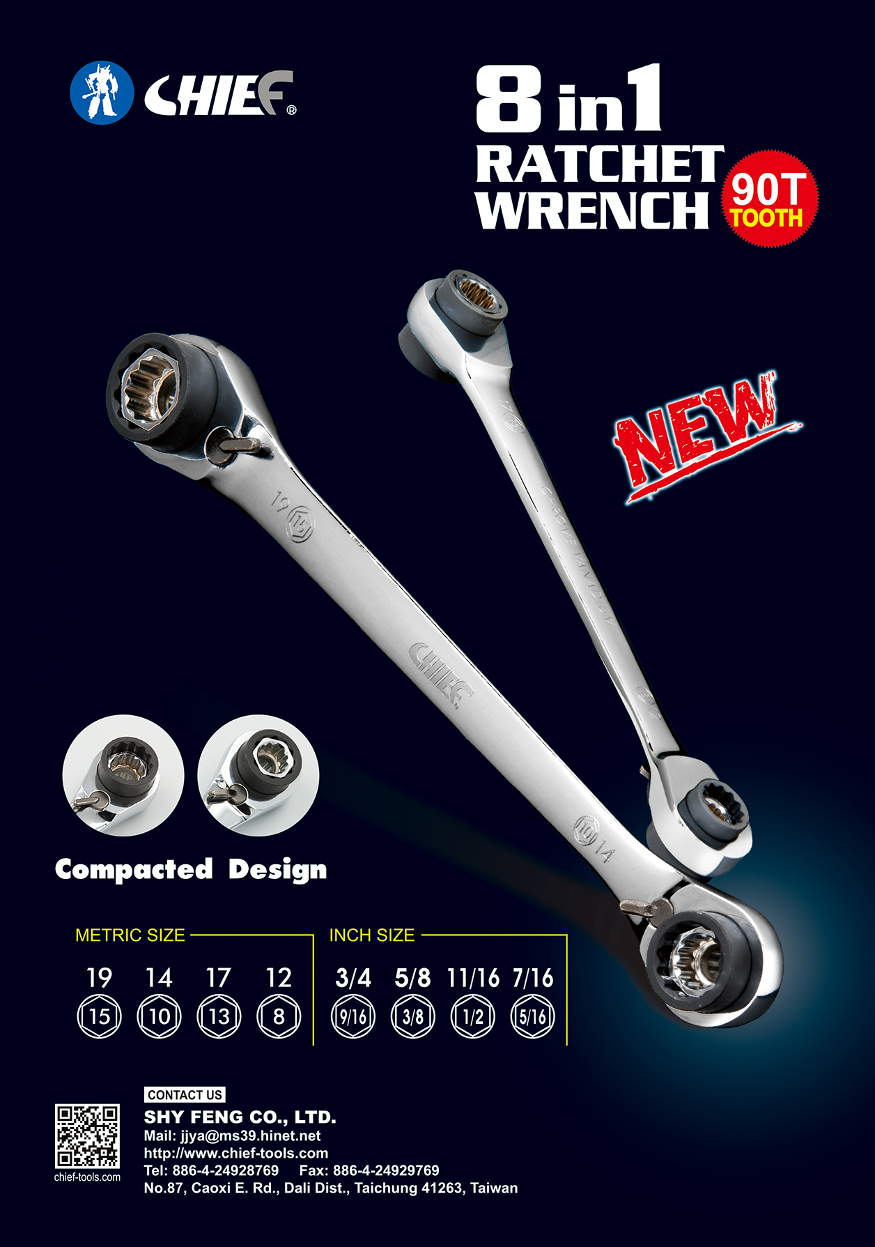 8 in 1 90T  Ratchet Wrench