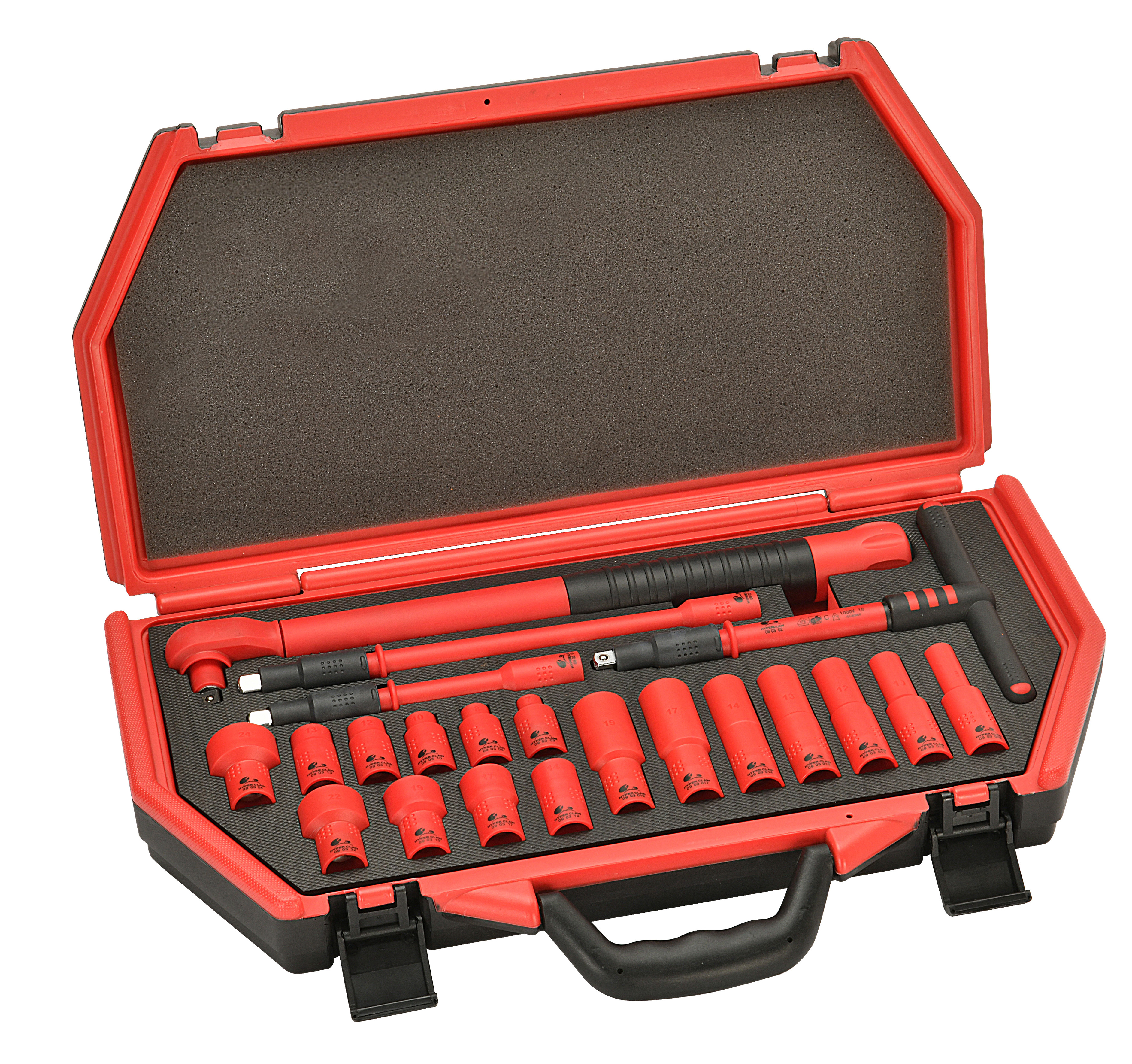 VDE Torque wrench and socket sets, 21pcs