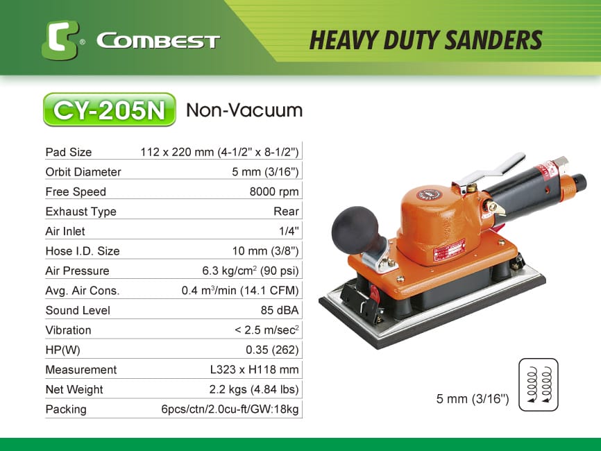 Heavy Duty Non-Vacuum Air Sander