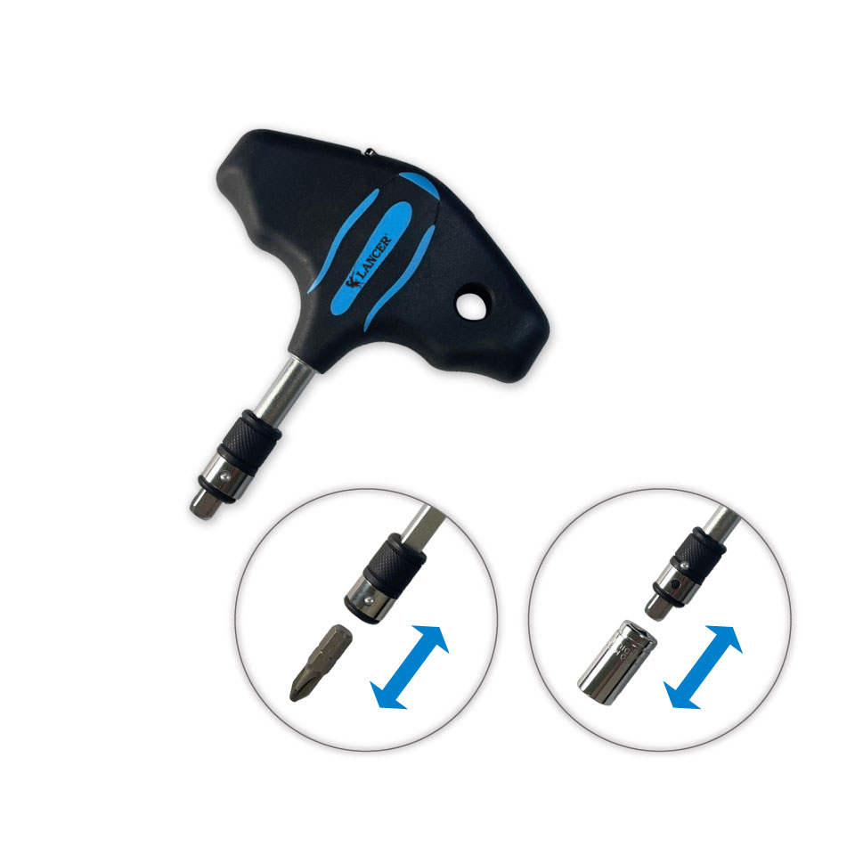 1/4 RATCHETING T-HANDLE BIT HOLDING SCREWDRIVER