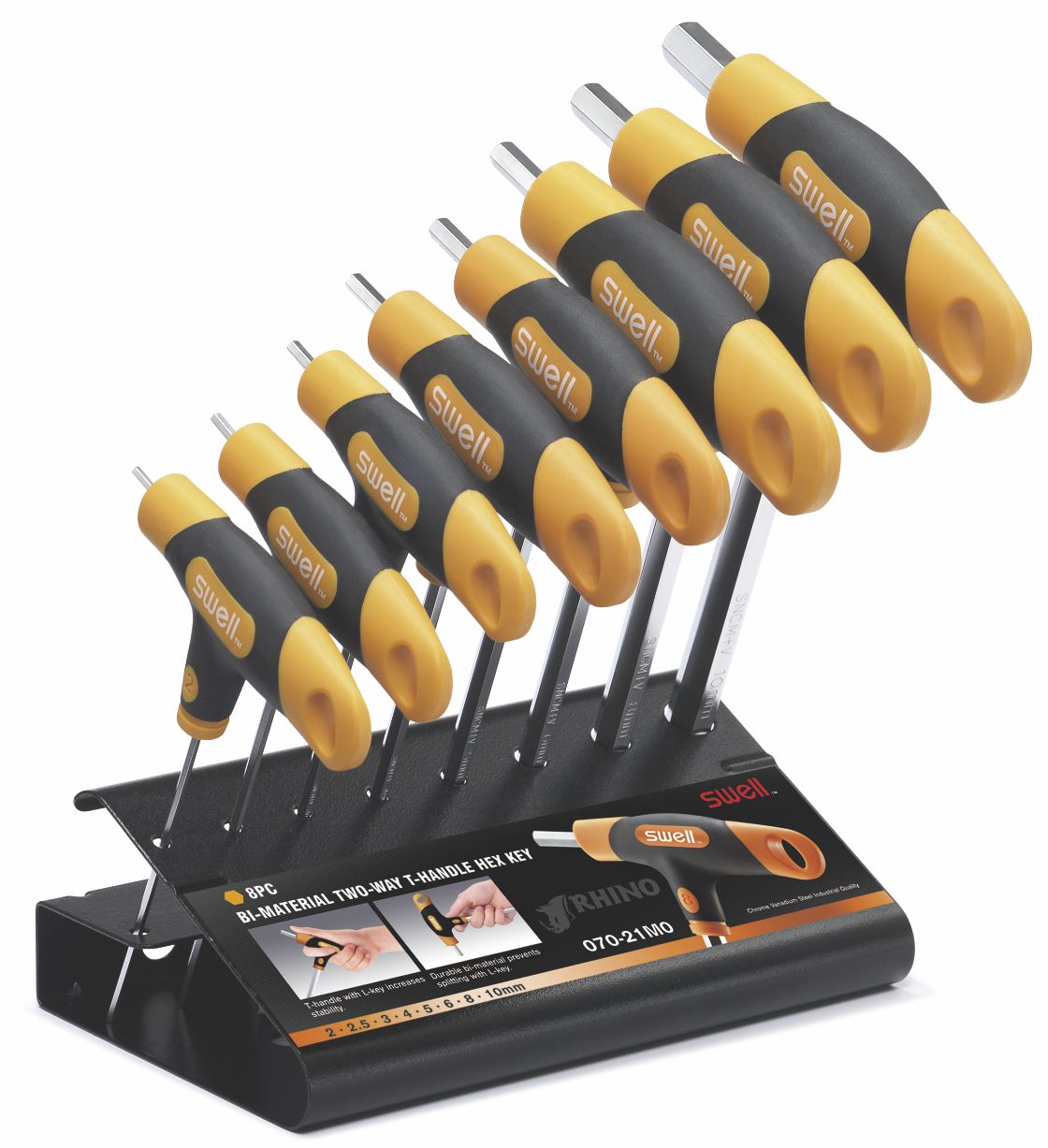 Rhino - Bi-material Two-way T-handle Hex Key Set