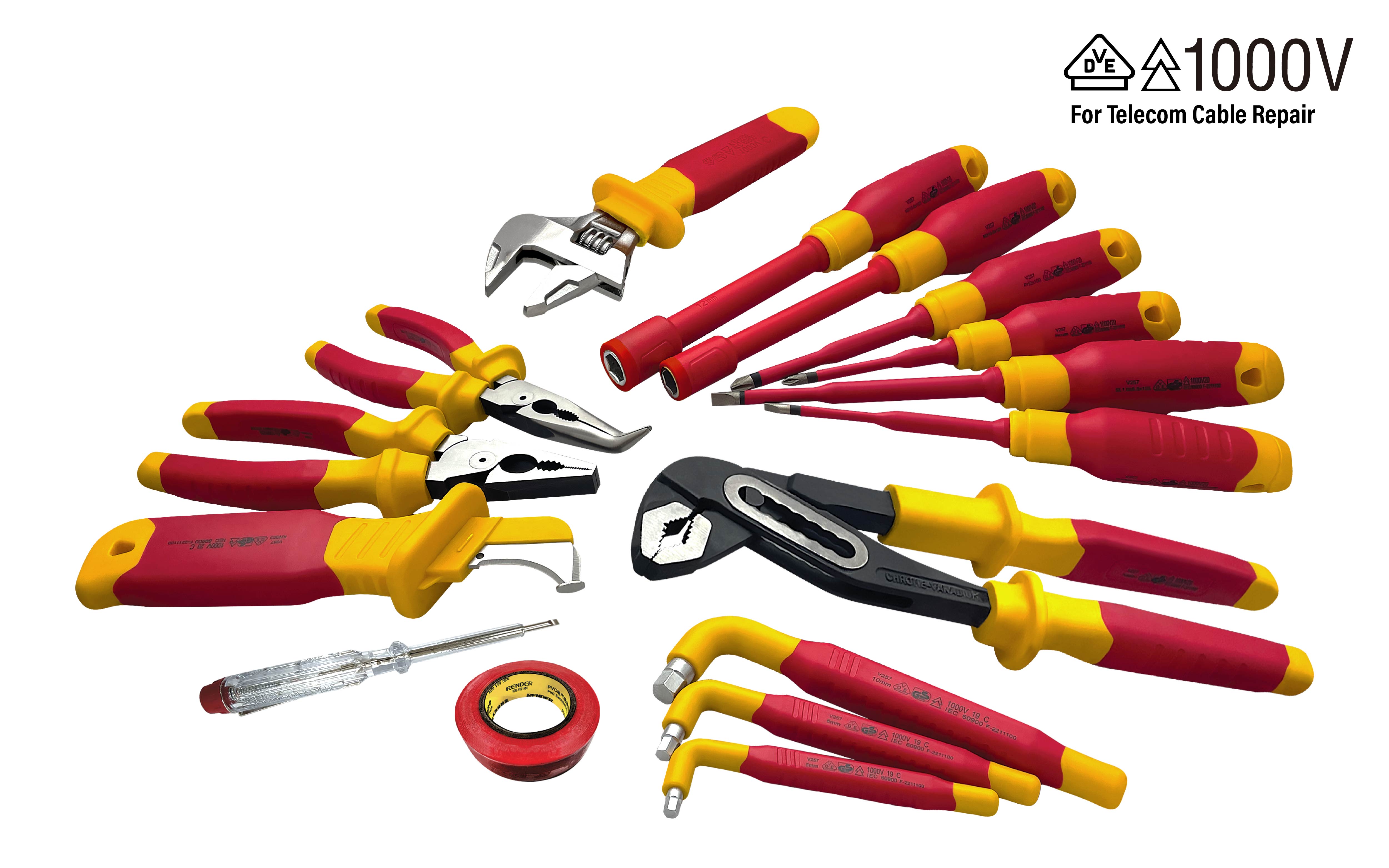 Insulated VDE Tool Set for Telecommunication Repair and Maintenance Applications